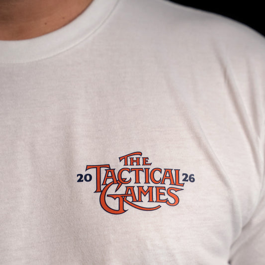 The Tactical Games 2026 Event LINEUP T-Shirt logo detail